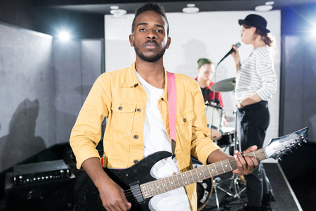 African Guitarist Posingの写真素材