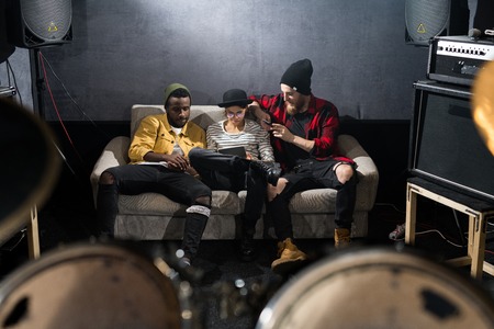 Band Chilling in Studioの写真素材