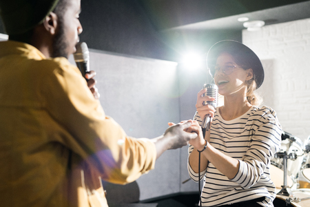 Young Couple Singingの写真素材