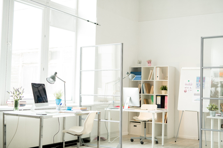 Light office with modern interiorの写真素材