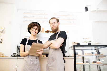 Confident team of coffee shopの写真素材