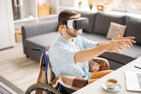 Touching virtual realityの写真素材
