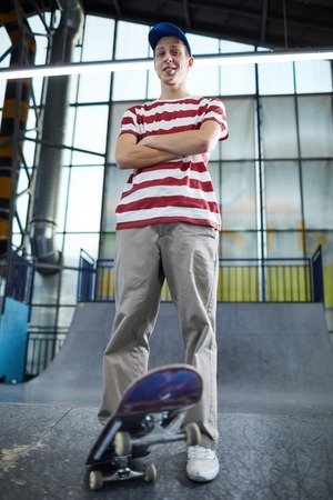 Skateboarder in stadium