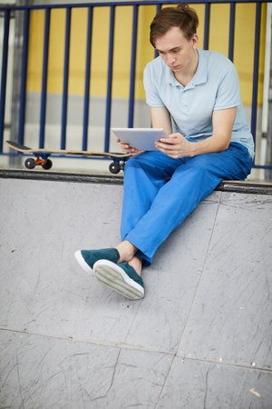 Boy with touchpadの写真素材