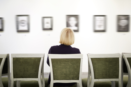 Unrecognizable Woman in Art Galleryの写真素材