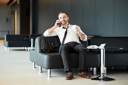Calling in loungeの写真素材