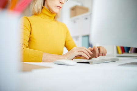 Closeup of Businesswoman Typingの写真素材