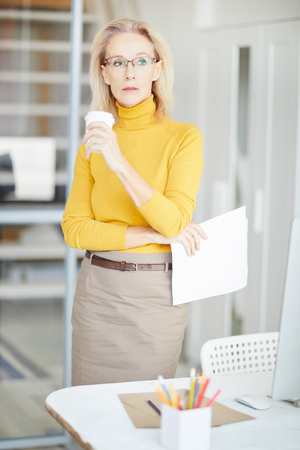 Pensive Mature Businesswomanの写真素材