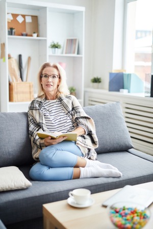 Adult Woman Relaxing at Homeの写真素材