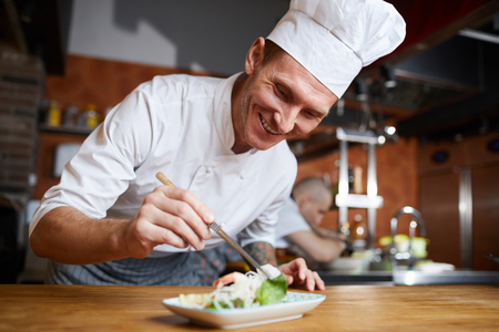 Professional Chef Plating Gourmet Dishの写真素材