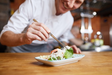 Chef Plating Gourmet Dish Closeupの写真素材