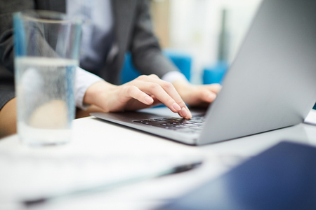 Businesswoman Typing Closeupの写真素材