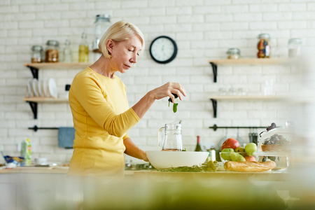 Making healthy saladの写真素材
