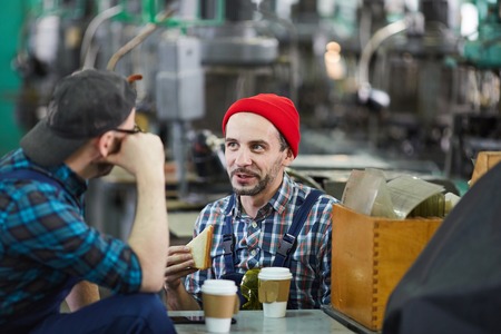 Two Workers on Lunch Breakの写真素材