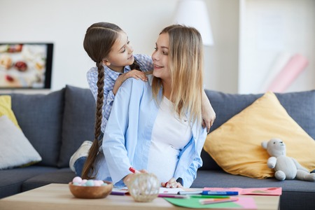 Happy Mother and Kid at Homeの写真素材