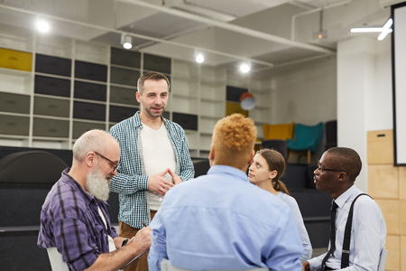 Man Introducing himself at Support Group Meetingの写真素材