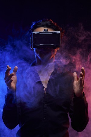 Man in virtual reality gogglesの写真素材