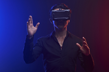 Man playing in virtual reality gameの写真素材