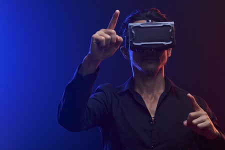 Man having fun in virtual realityの写真素材