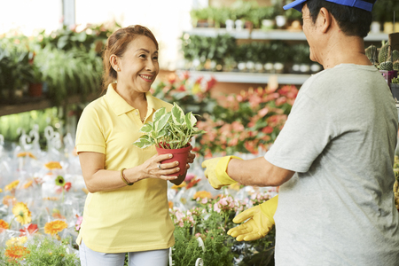 Woman selling flowersの写真素材