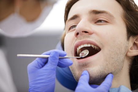 Man in Dental Chairの写真素材