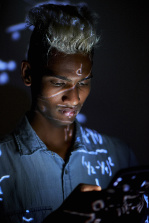 Black student being passionate for science