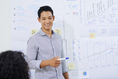 Businessman listening to colleagues opinionの写真素材