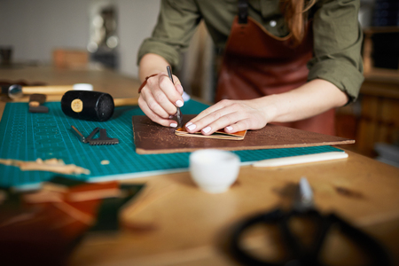 Leatherworking Close upの写真素材