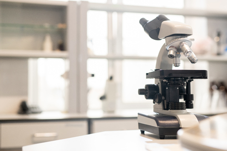 Microscope in laboratoryの写真素材