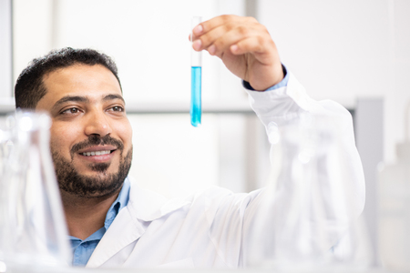 Finding test solution in laboratoryの写真素材