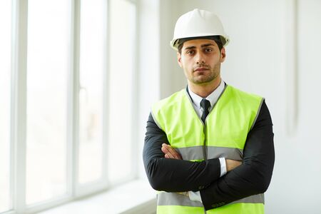 Middle-Eastern Businessman at Construction Siteの写真素材