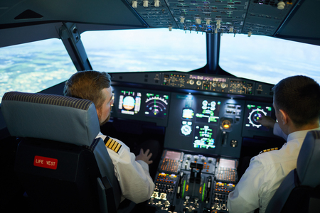 Pilots discussing airplane position