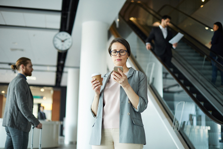 Businesswoman in airportの写真素材