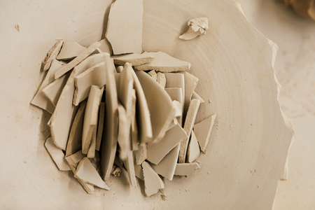 Ceramic shards in broken plateの写真素材