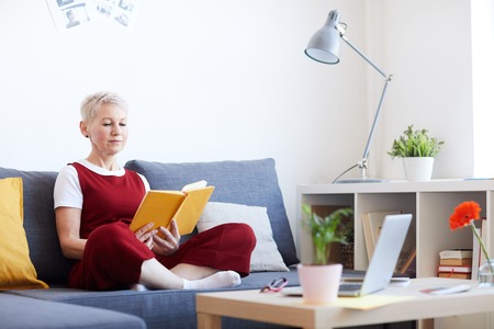 Reading at homeの写真素材