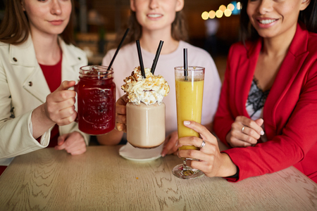 Toasting with non-alcoholic cocktailsの写真素材