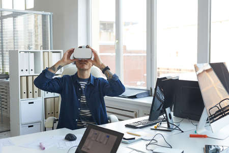 IT Developer Using VR Headsetの写真素材