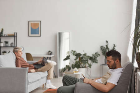 Modern Young People Using Devices at Home
