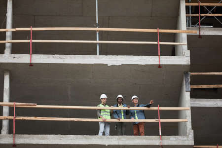 Wide angle background of high rise construction site, copy spaceの写真素材
