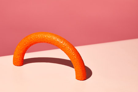 Minimal 3-dimensional compoition against pink background, copy spaceの写真素材