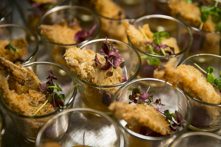 Tray Catering / cutlets in glassの写真素材