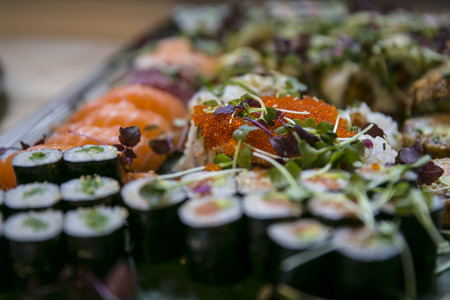 Tray of Japanese Sushi Cateringの写真素材