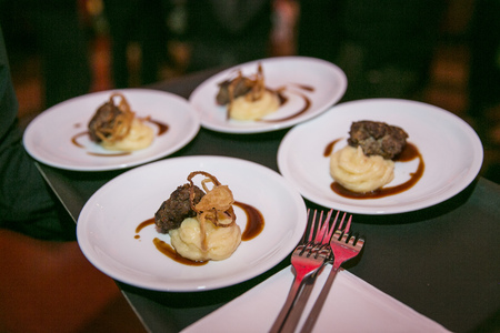 Catering & Buffet / Mashed Potato with Meatball / Bouletteの写真素材