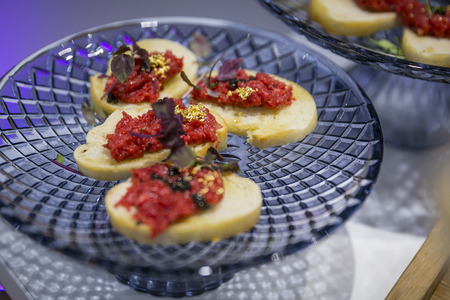 Bruschetta on bread / cateringの写真素材