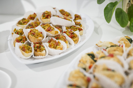 Plate with catering / canap? & snacksの写真素材