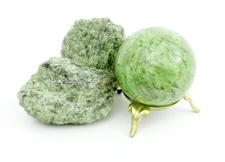 Stone sphere is made of an apatite mineralの写真素材