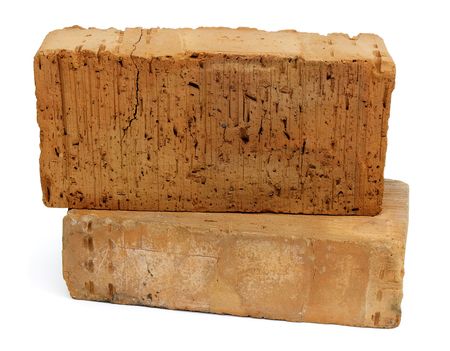 Two furnace brick are made from red clayの写真素材