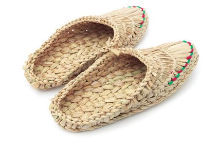 Two woven bast on a white background の写真素材