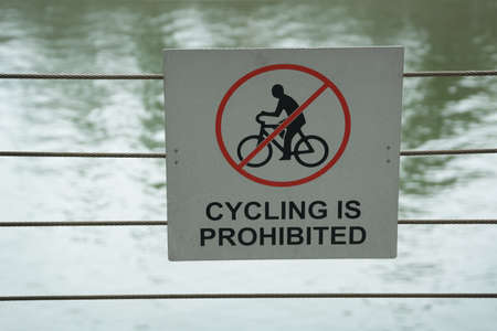 Photo poster, prohibiting movement on bikeの写真素材