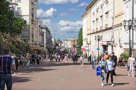 RUSSIA, Nizhny Novgorod - JUN 20, 2017: One of the cities of the world Cup in 2018. People walk on a pedestrian streetのeditorial素材